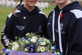Nullawarre and District Primary School year six students Mahli Rawlings and Penny Cornelissen laid a wreath in Warrnambool.