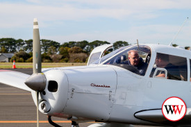 Flight School instructor Tony Franc talks through pre-flight checks with a student before heading out in the training aircraft.