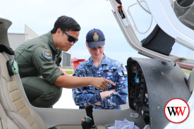 Pilot Office Ethan Ngo with Cadet Bell.