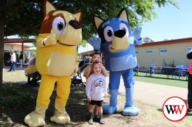 Charlie and Albie Steel were happy to meet Bluey and Bingo.