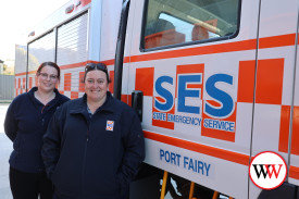 Hannah Morris (unit controller) and Bree Emonson (section leader of community engagement) from Port Fairy SES.