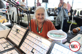 Warrnambool Gem Club member Helen Butrumlis was happy to talk to visitors on the weekend.