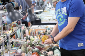 Exhibitor Josh Bovingdon travelled from Sunbury with his range of gems he has collected from all over the world.