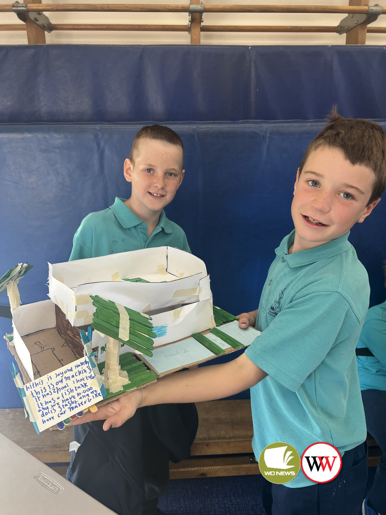 Jay Cowan and Hamish McColl with their finished design.