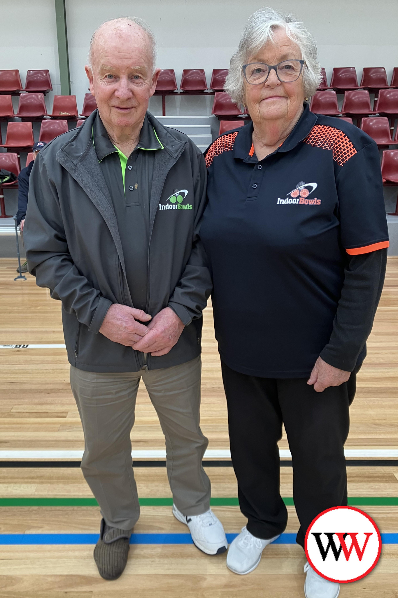 Runners-up in the pairs competition, Gill Phillips and Clarrie Matthews.