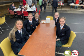 Students from Warrnambool College enjoyed breakfast in Dennington.