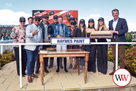 Farag (NZ) connections celebrating the win of the Haymes Paint Jericho Cup with MP Dan Tehan. (Photo by Reg Ryan/Racing Photos)