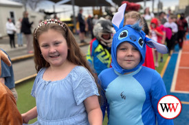 Bonnie and Oakley were all dressed in blue for the parade.