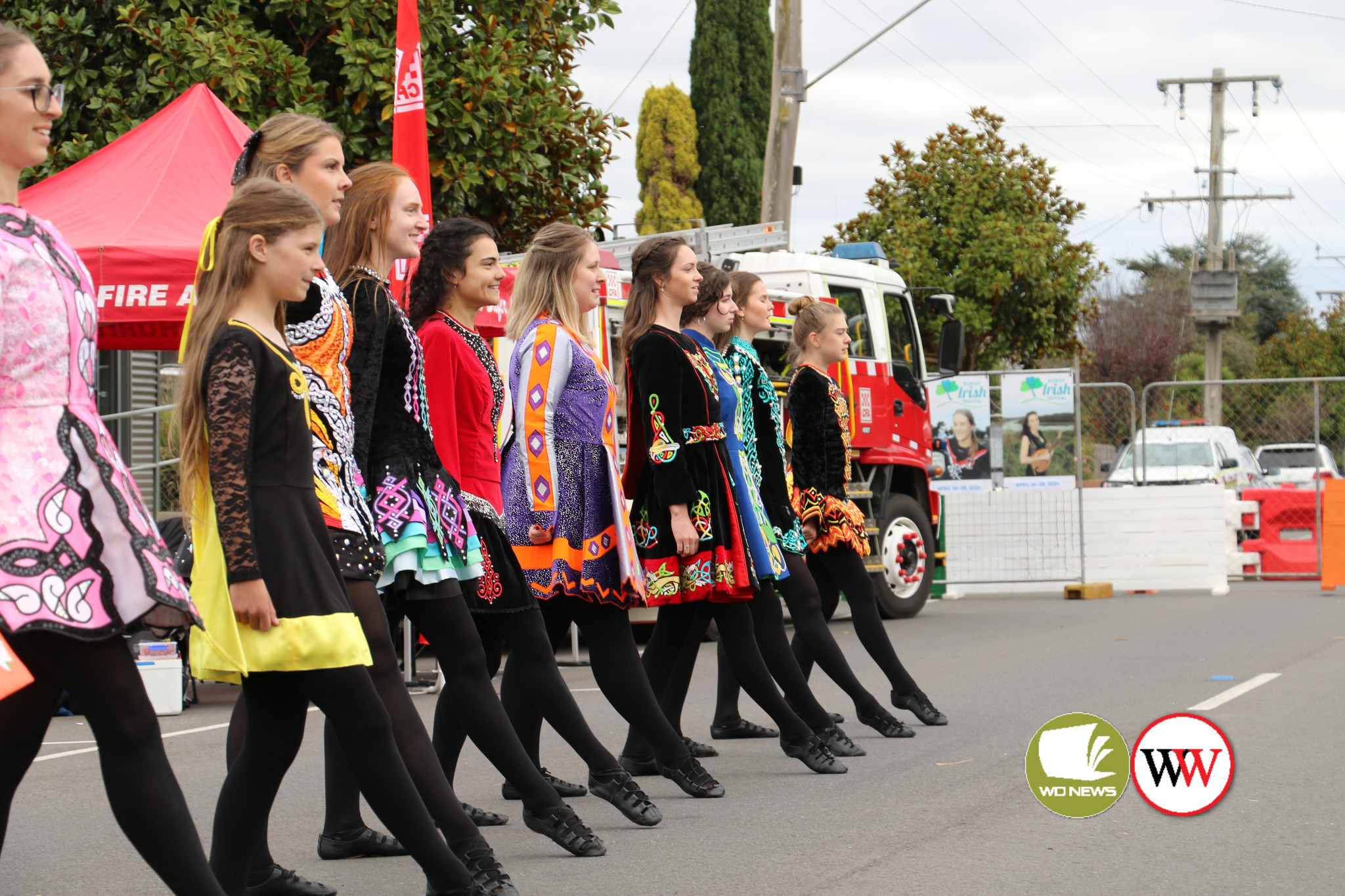 Dancers add colour to the Koroit Irish Festival.