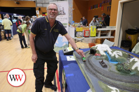 Peter Schultz from the Warrnambool Model Railway Club proudly shows his display.