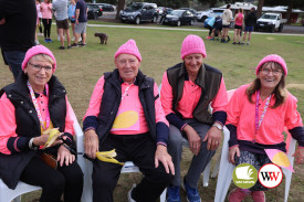 Terang’s Ann and Roy Flimtham (left) were joined by daughter Deb Prebble (right), a cancer survivor, and her husband Rocky.