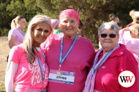 Christine and her sister Andrea with proud mum, Shirley (right).