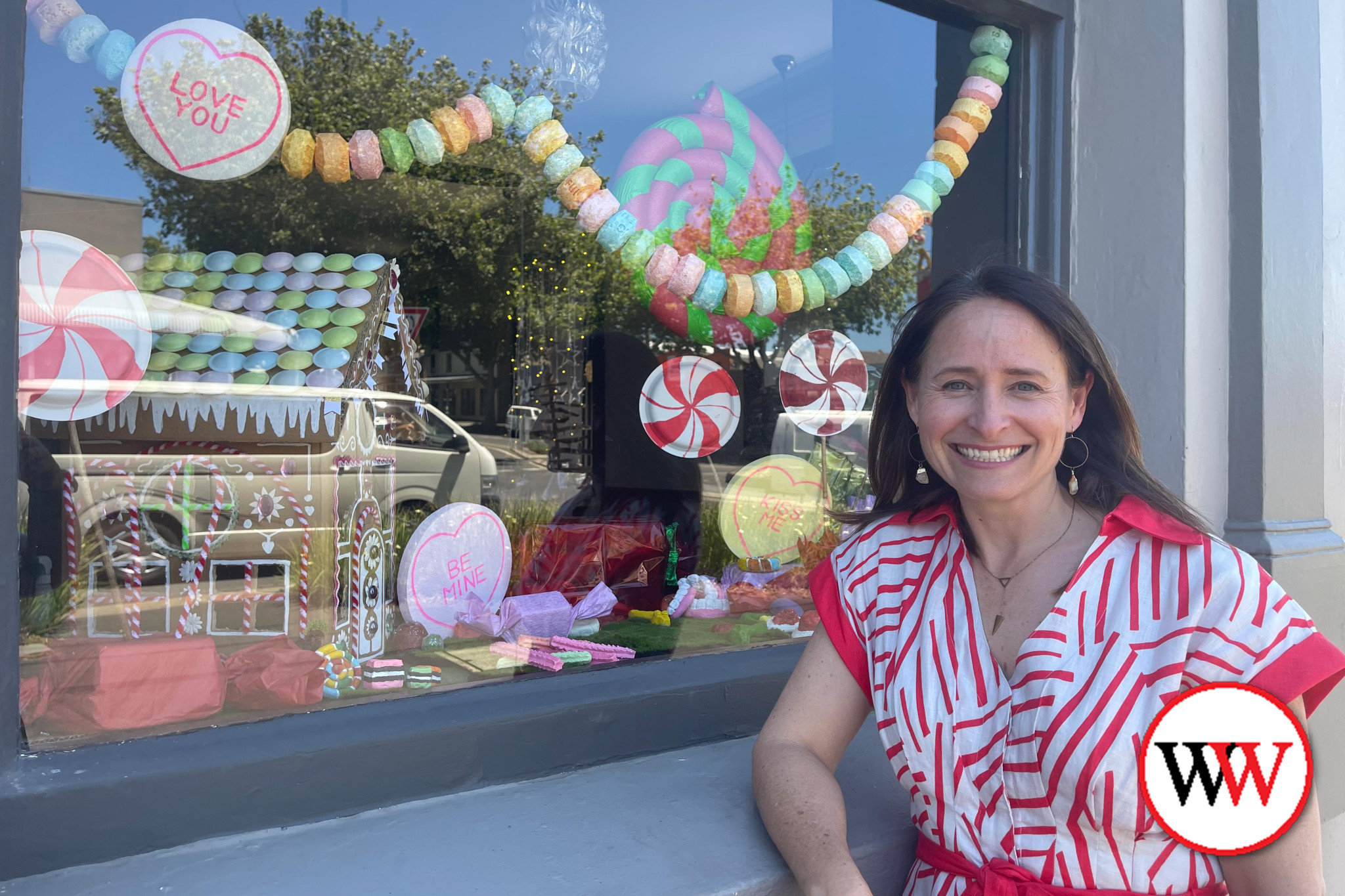 Practice owner at Middle Island Medical, Ami Thies, is excited about the Christmas windows.