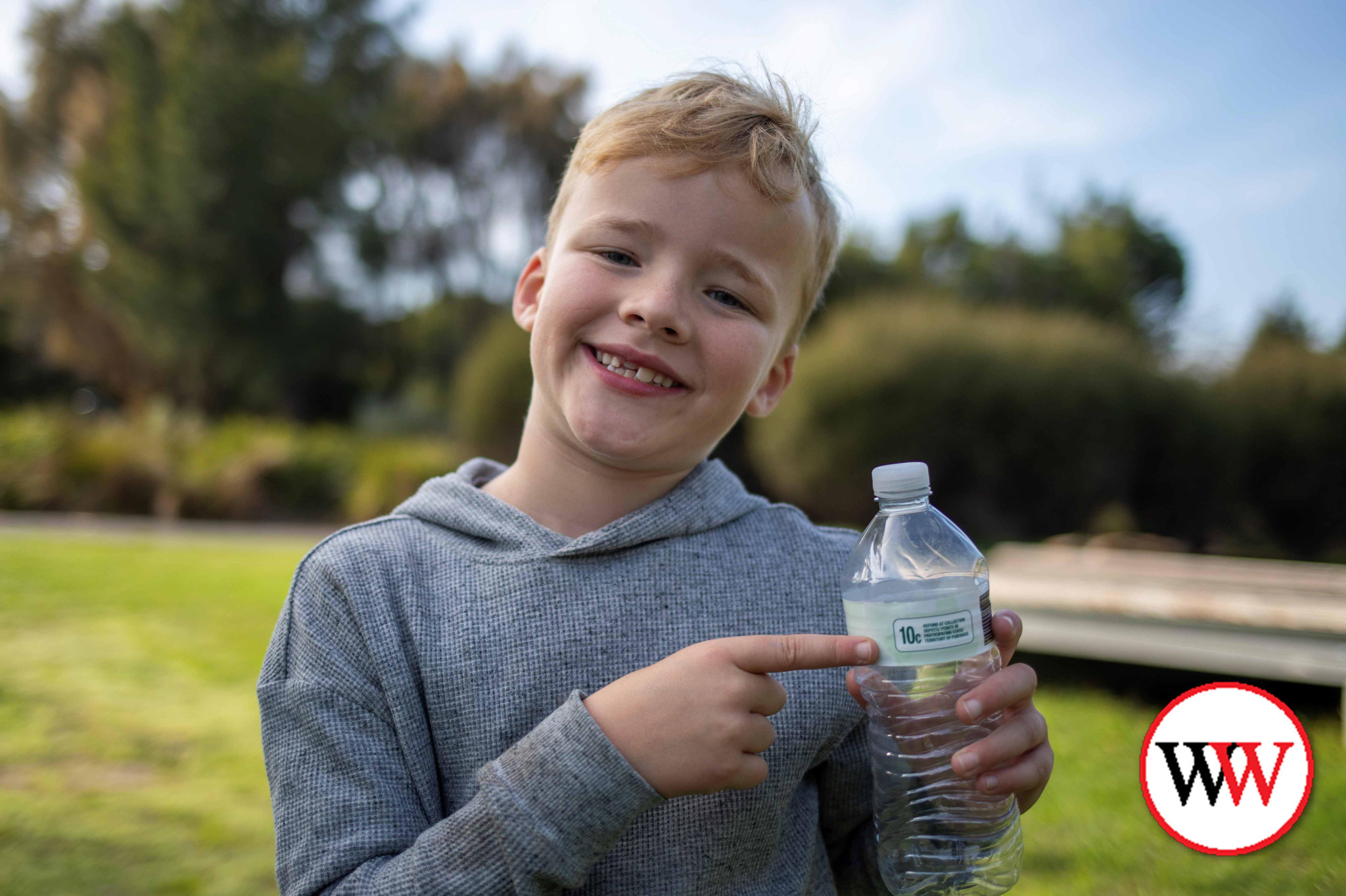 Sonny is eager to return his plastic bottles as part of the Container Deposit Scheme.