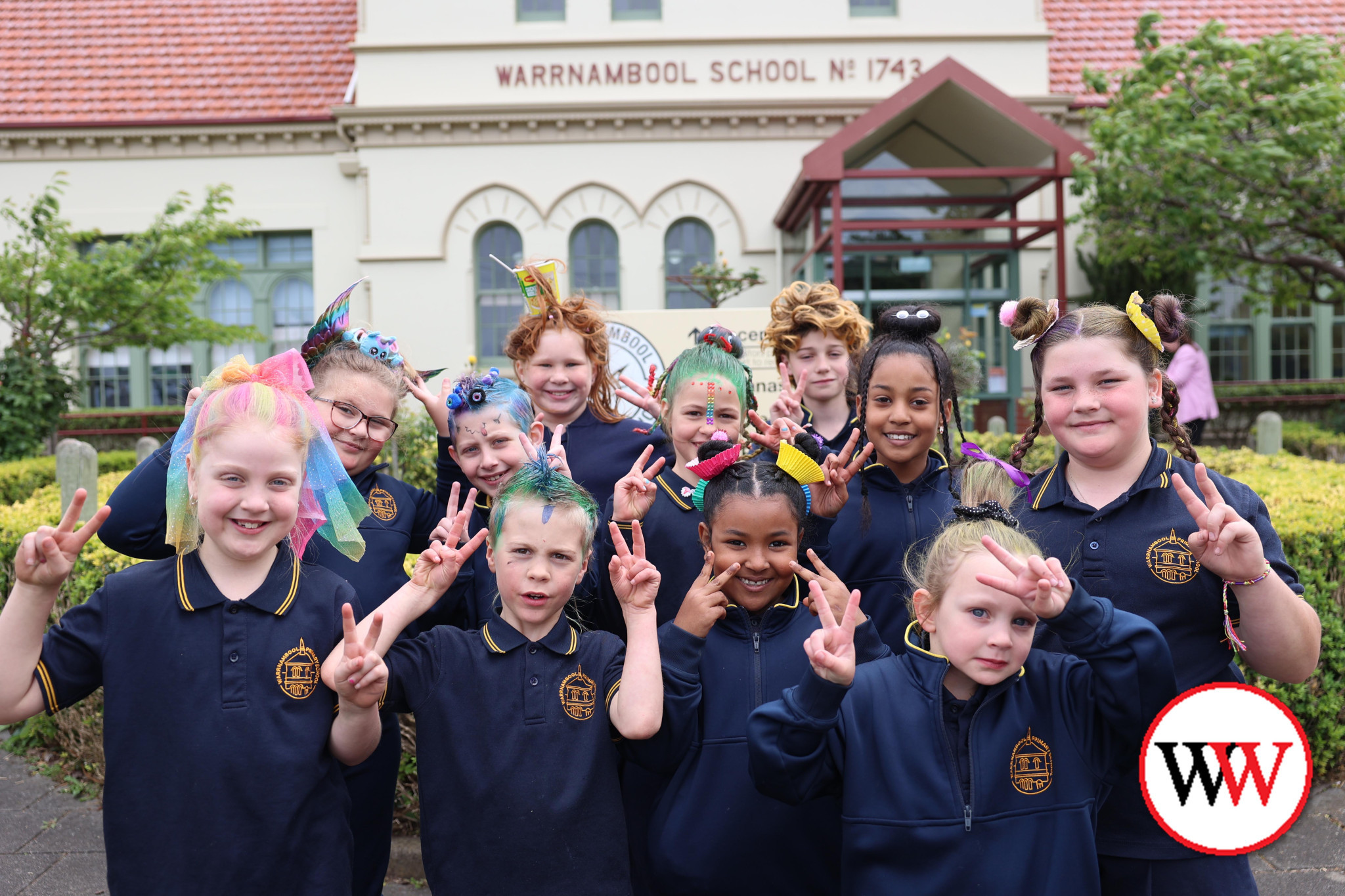 There was plenty of weird and colourful hairstyles in the classrooms at Warrnambool Primary School last Friday for Brophy’s ‘Funky Hair for Kids in Care’ project.