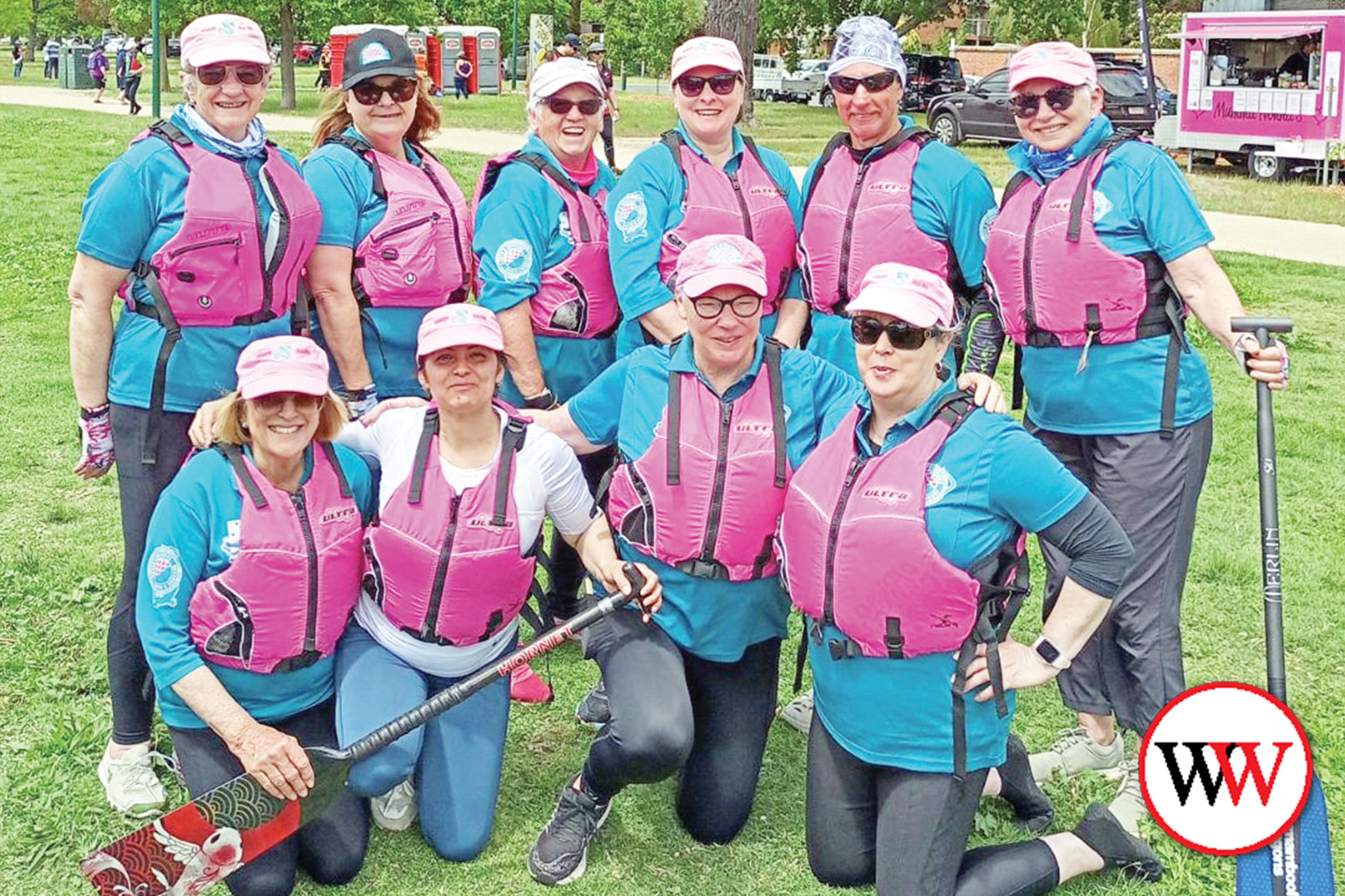 South C Dragons members (back row from left) Pam, Sally, Bev, Phyllis, Kelvin and Sandy and, front, Jane, Rita, Victoria and Deb.