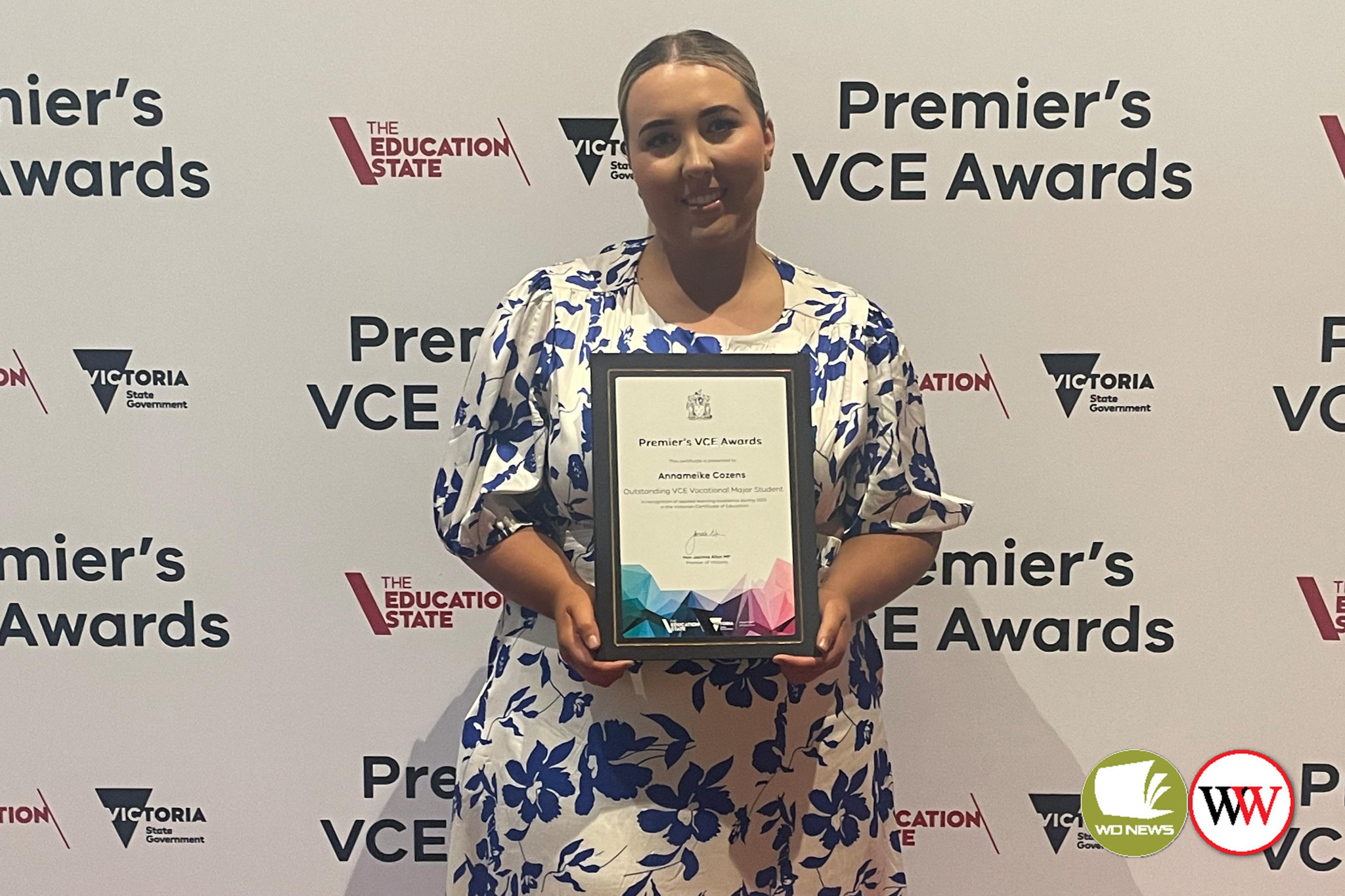 Former Emmanuel College student Annameike Cozens was one of only six students state-wide to receive an Outstanding VCE Vocational Major Student Award earlier this week.