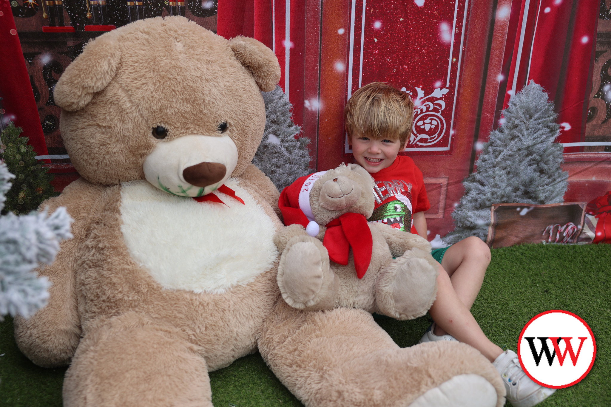 Kat Reeves and her three year-old son Tully get into the festive spirit and welcome visitors to see their display in Fairmont Avenue, Warrnambool.