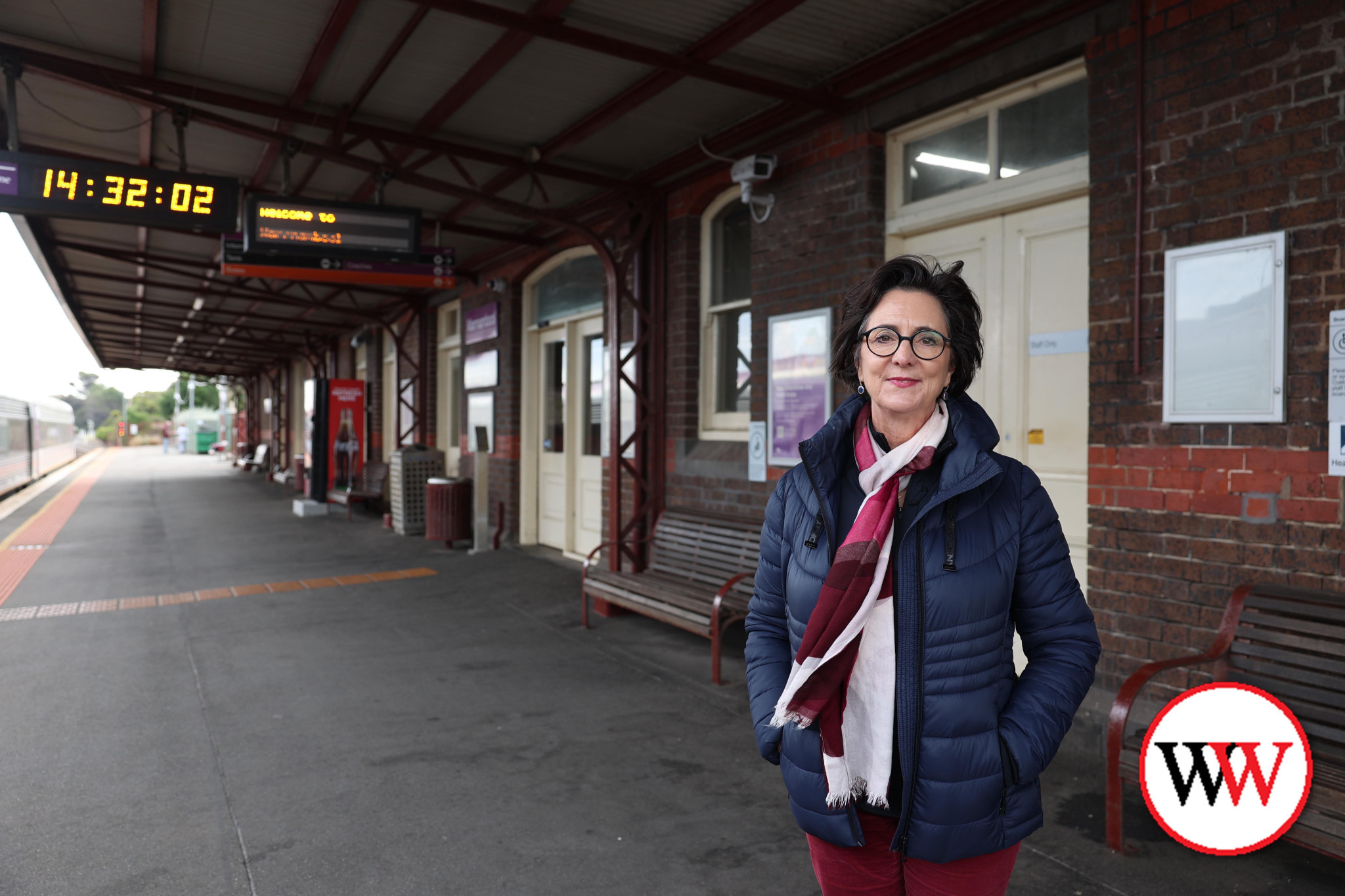 Member for Western Victoria Jacinta Ermacora at the Warrnambool train station last week.