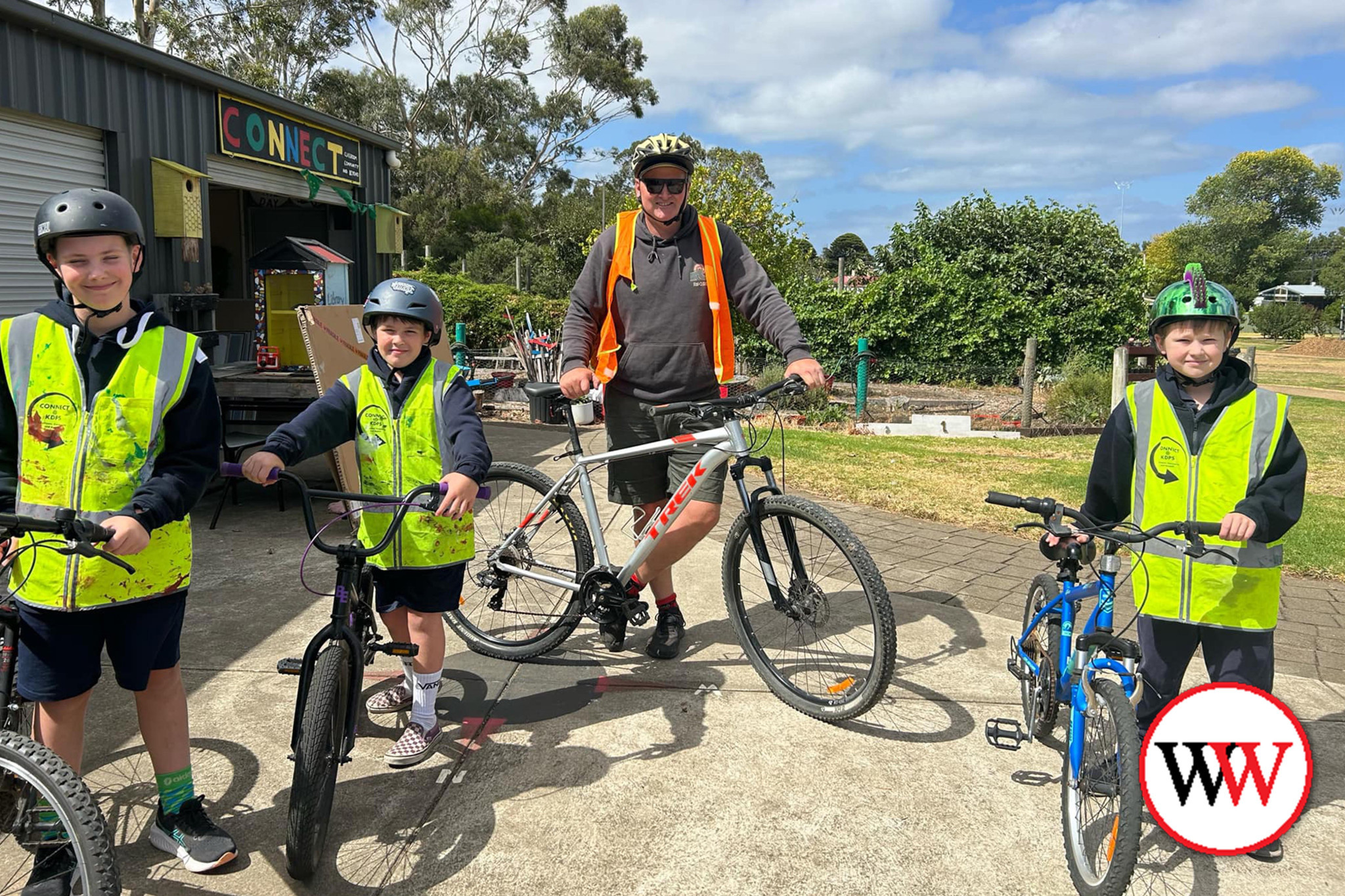 Ben, Olly, Dave and Zeph enjoyed taking their bikes to school.