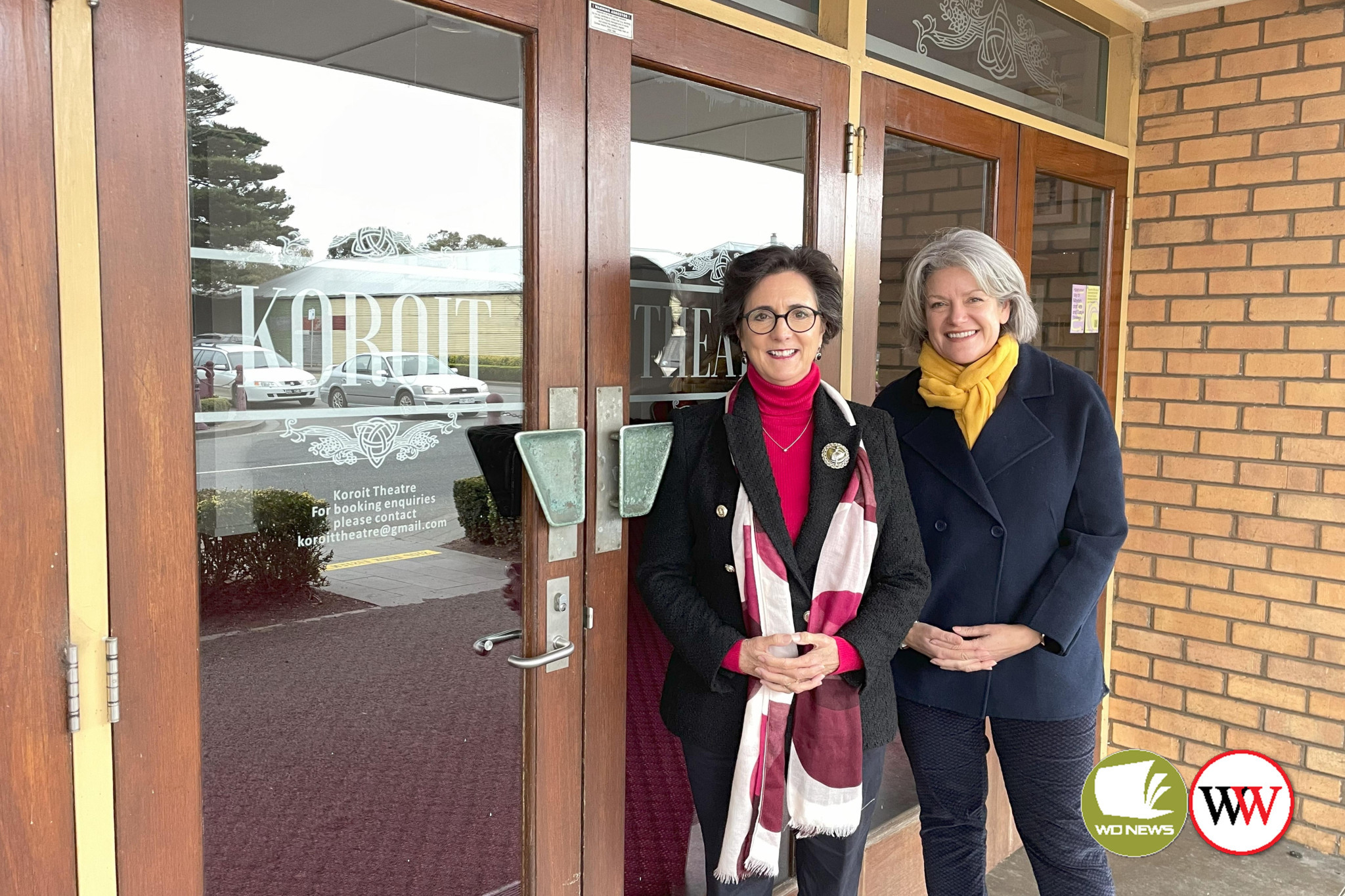 Jacinta Ermacora and Moyne Shire deputy mayor Karen Foster at the Koroit Theatre