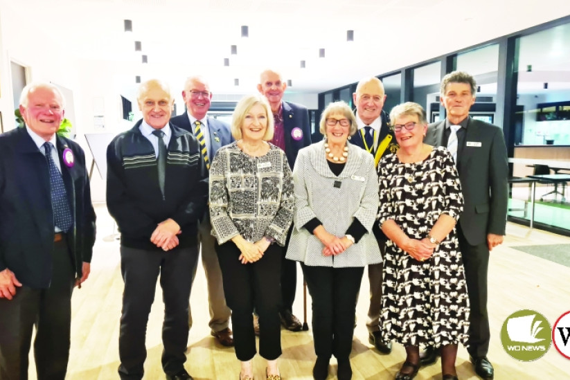 The Port Fairy-Belfast team for 2023-24 (from left) Lions Geoff Hodgkinson (welfare) Keith Gibson (membership) Neil McLaren (treasurer and third vice-president) Gail McGregor (first vice-president) Henry Toller-Bond (president), Anne Fry (director) Jim Kent (tail-twister), Chris Hetherington (Lion tamer and Director) and Graeme Munro (secretary). Absent: John Addinsall (second vice-president).