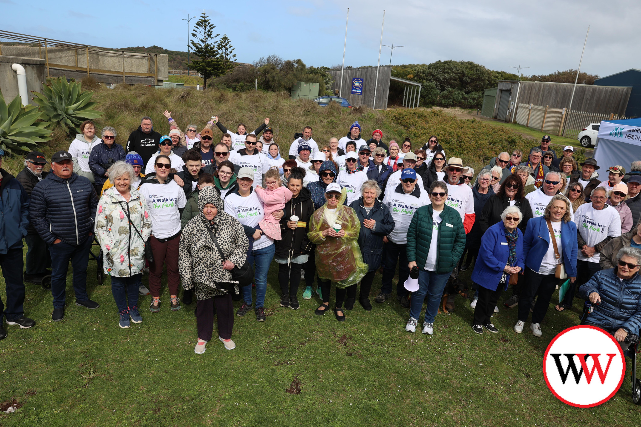 A large crowd gathered at the breakwater to enjoy Sunday morning’s walk.