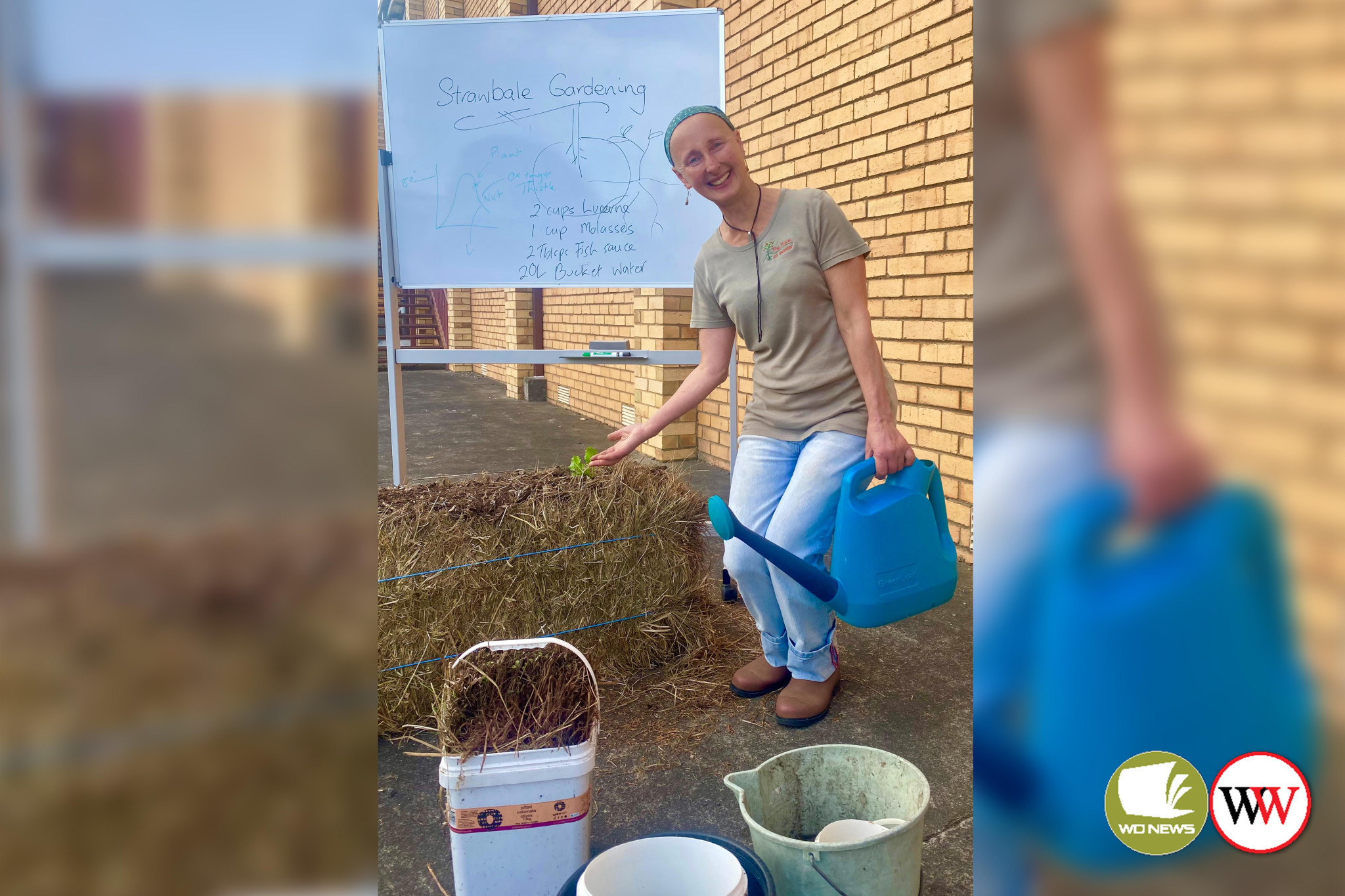 Kylie Treble explains how to grow food in straw bales.