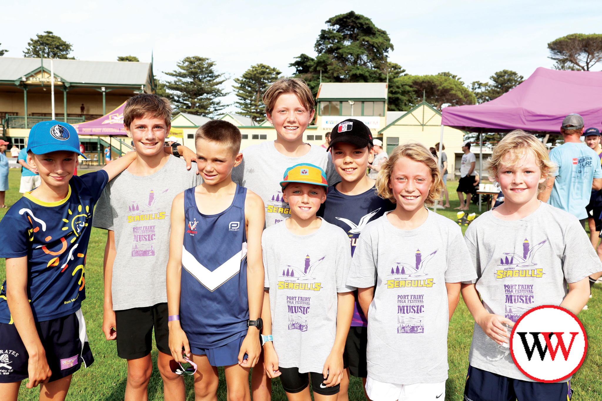 Some of Port Fairy’s young footballers were eager to take part in the fun run.