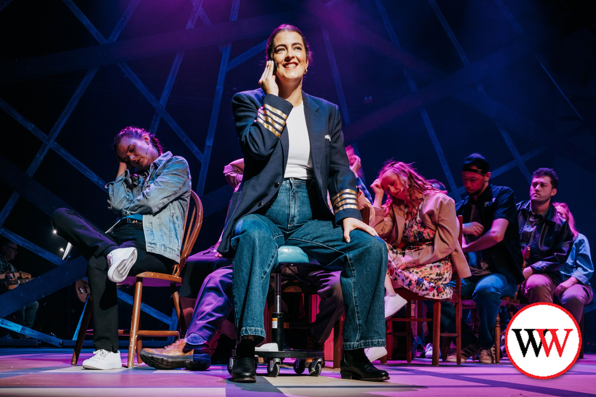 The cast and crew of Holiday Actors’ latest production, ‘Come From Away,’ - including Angela Kenna (centre) as Captain Beverley Bass (Blue Cast) - are looking forward to entertaining audiences. Picture courtesy Greta Punch.