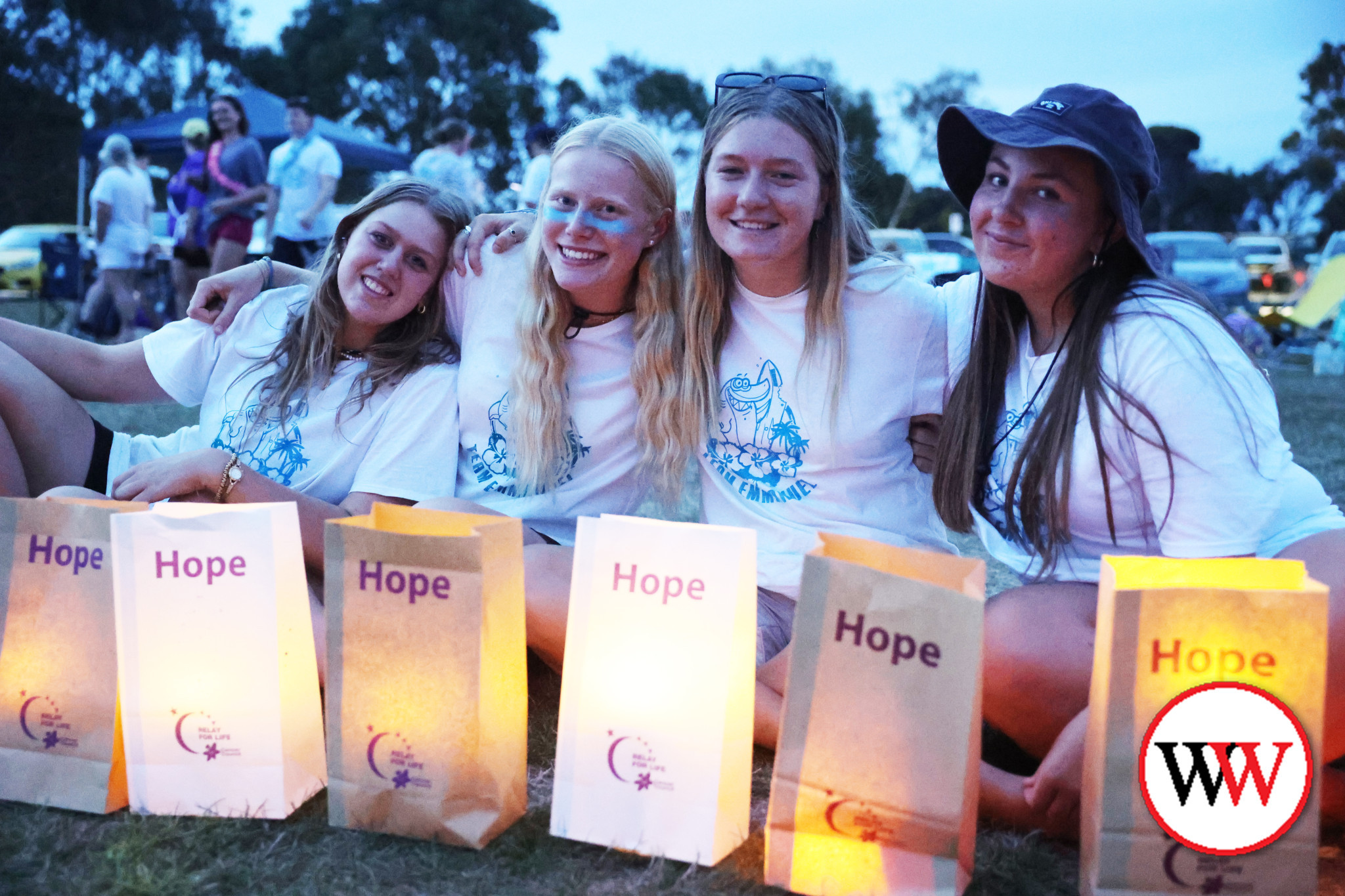 Emmanuel College students (from left) Tori Hintum, Matilda Stevens, Grace Watt and Lucy Stewart were among 45 year 12s from the school who took part in last Saturday’s Relay for Life in Warrnambool. More than 300 walkers showed resilience in the heat, raising more than $60,000 for the Cancer Council.