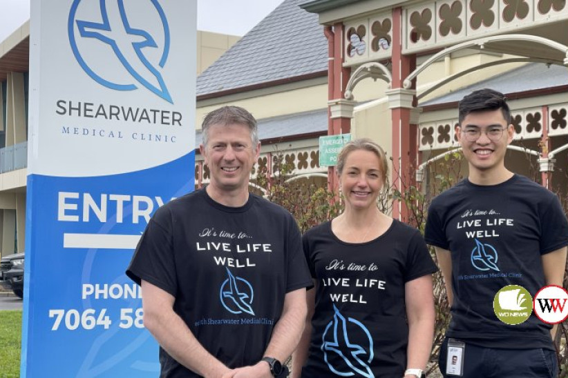 Promoting the ‘Live Life Well’ message - diabetes educator Linda McPherson with Dr Cameron McPherson (left) and Dr Shen Lu.