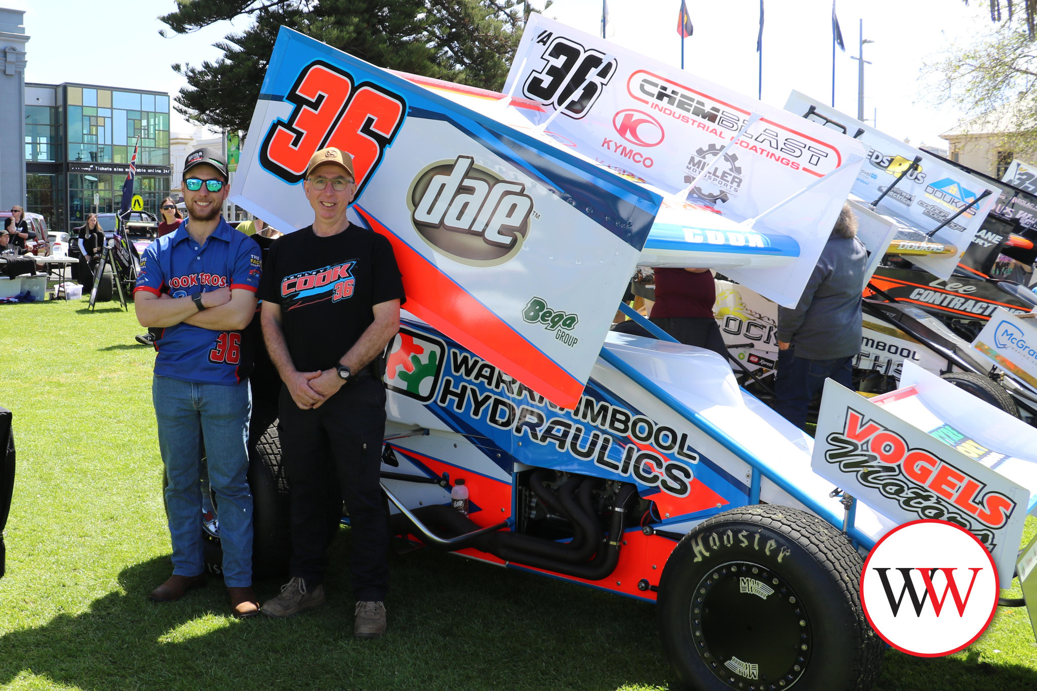 Ashley Cook is looking forward to getting in his car for opening night, with the support of his father David.