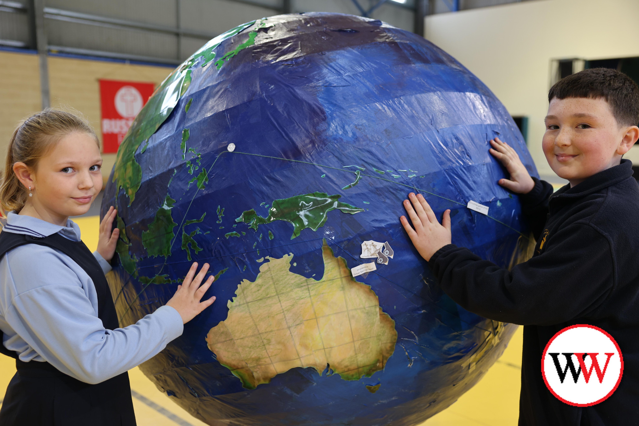St John’s Dennington students Kaiya Gleeson and Jaxson Fechete were keen to take a closer look at this giant globe earlier this week. Year 4 students at the school have been delving into history as part of their ‘Into the Unknown’ studies.