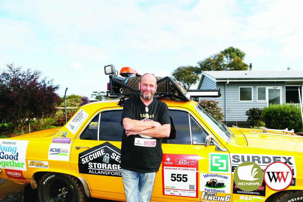 Reg Dumesny with the car he drove in his last Variety Bash.