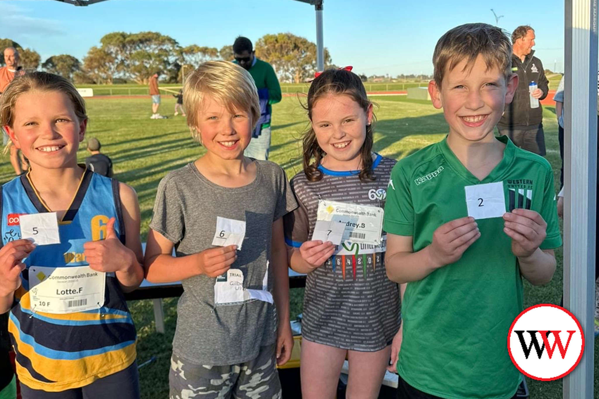 Lotte Forestling, Gilbert Hespe, Audrey Bright and Reuben Knell were happy to be competing at the Warrnambool track.