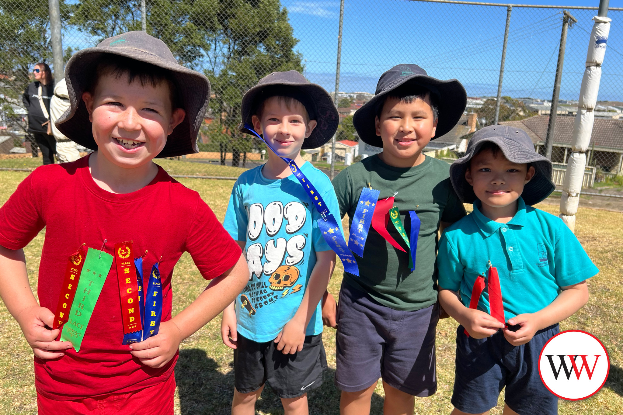 Isaac Mallen, Seth Metcalfe, Kevin Nguyen and Xion Enriquez were proud of the ribbons they won.