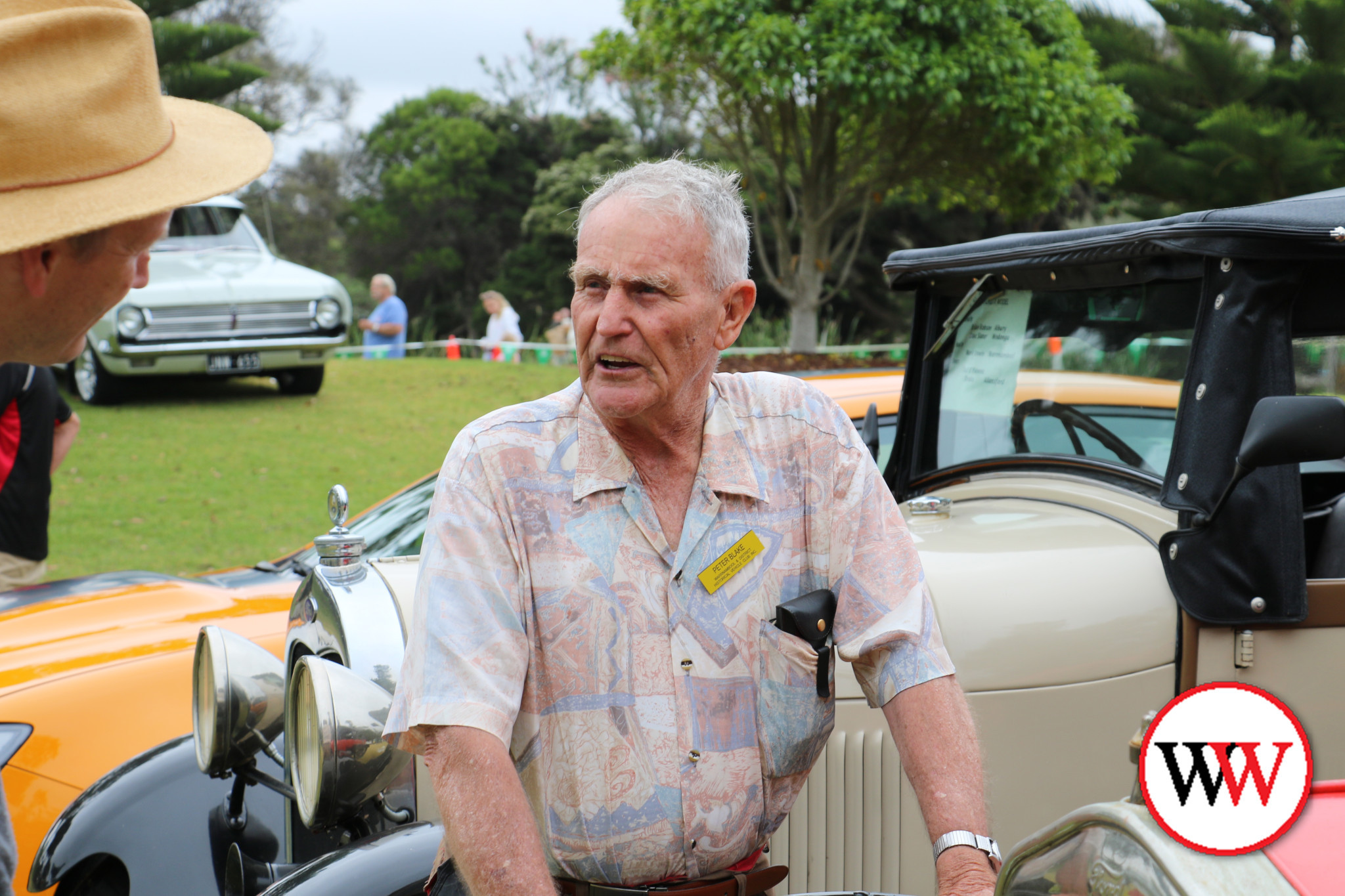 Peter Blake was happy to chat with visitors to the car show last weekend