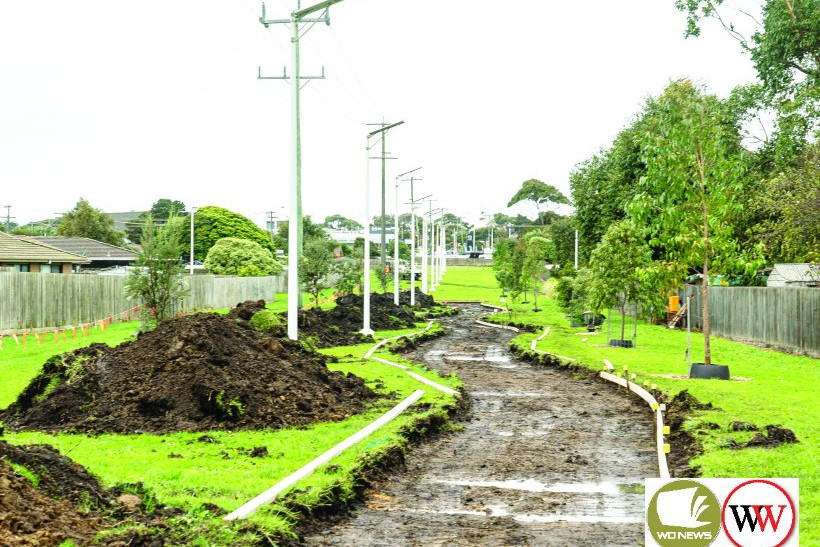 A new path under construction through Wavelinks Park.