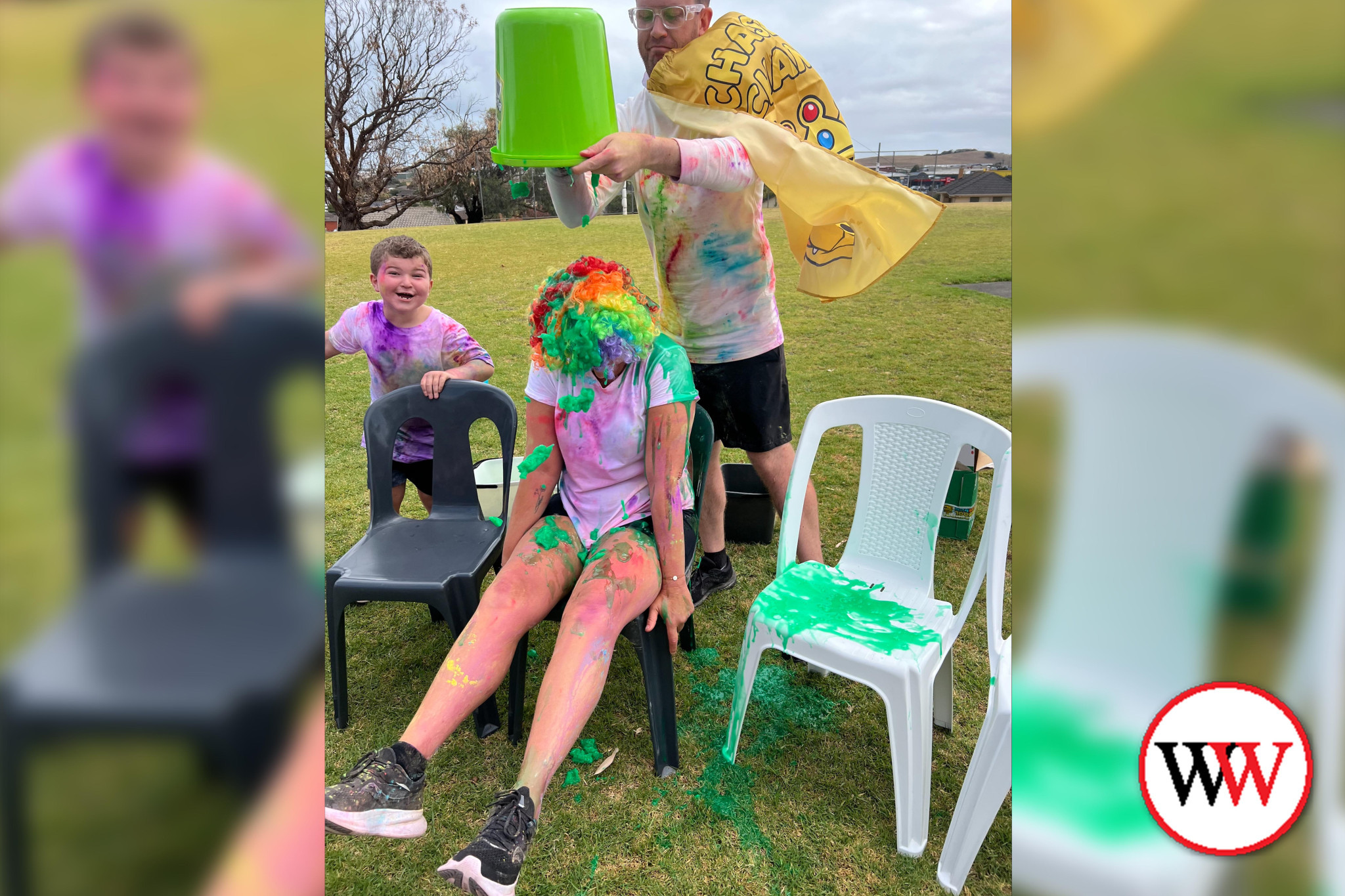 Top fundraiser Mason Curtis enjoyed ‘sliming’ new principal Karen Holdsworth.