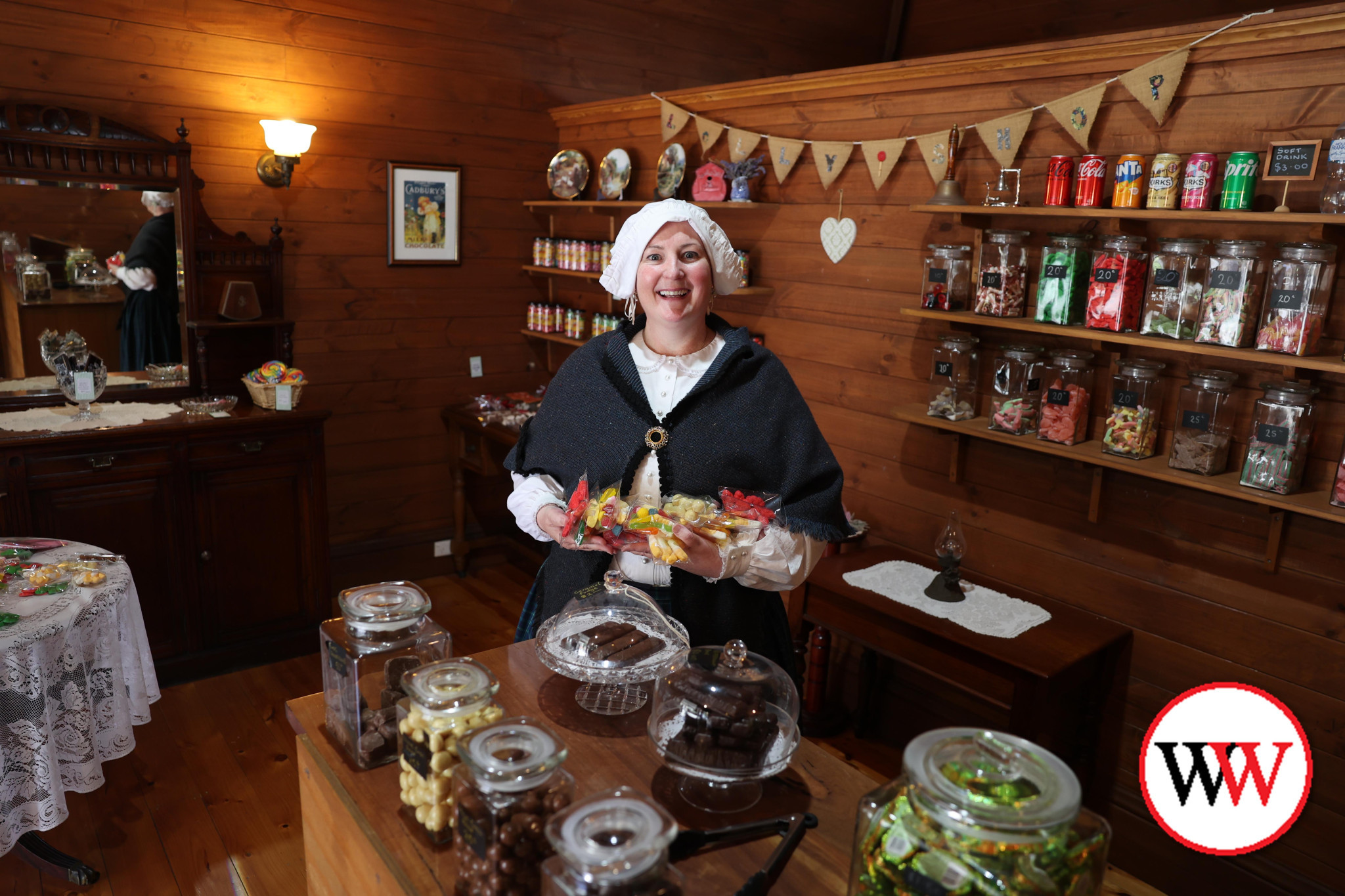 Alaine Burgess welcomes visitors to Mrs Kuck’s Confectionery.