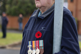 Wearing his medals with pride, Warrnambool’s Keith Dixon was among the crowd at Tuesday’s service.