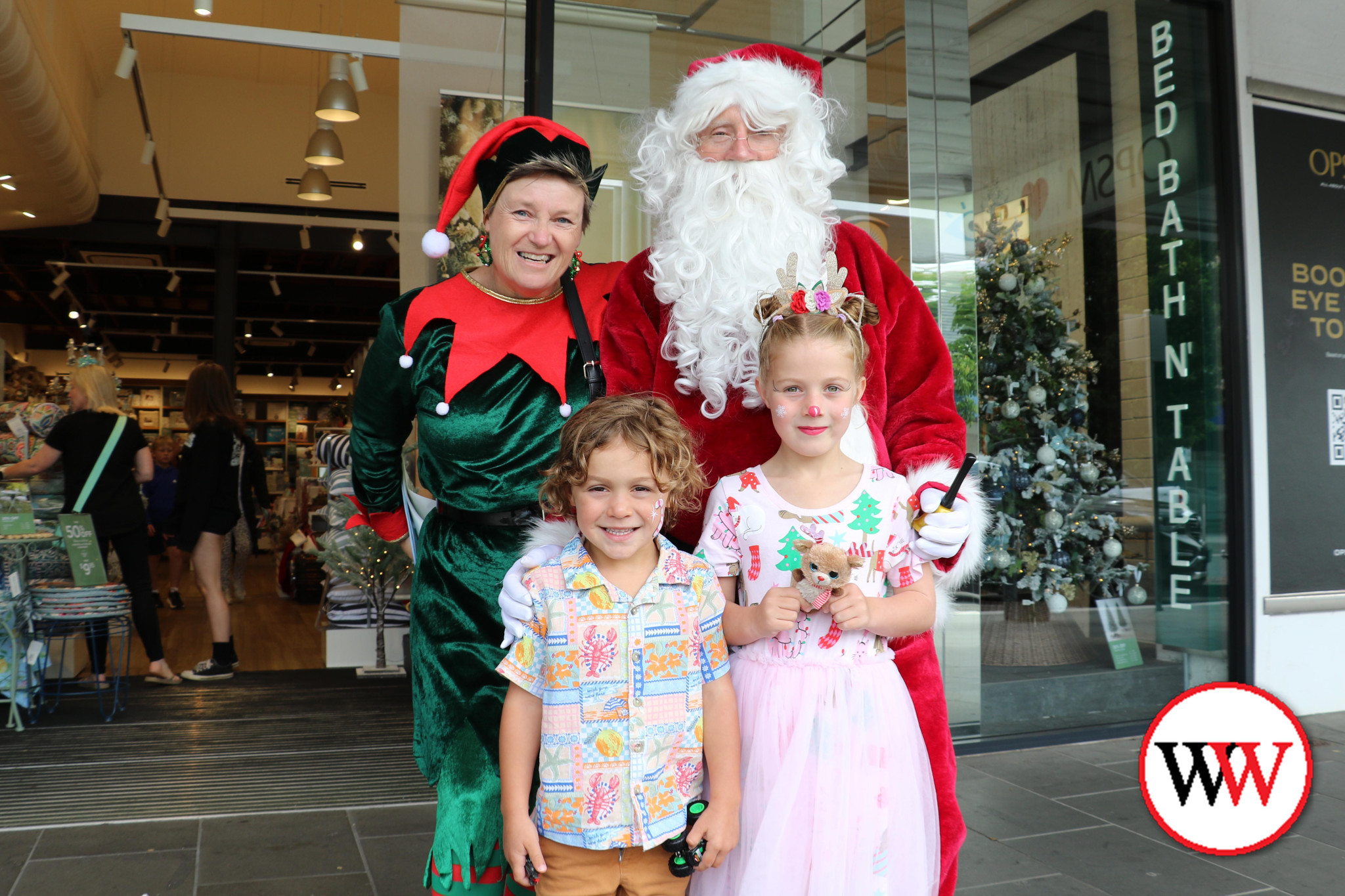 Harriet and Alistair Crute were happy to see Santa in the street.