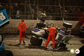 Tate Frost’s night came to an abrupt end on the opening lap in Saturday night’s A-Main.