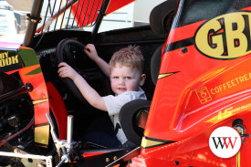 Two year-old Felix Mugavin loved sitting inside a race car.