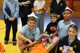 Cannons of all shapes and sizes were made by Ava Mjeda, Nala Faulkner, Marlie Hazeldine, Nikson Shanahan and (in front) Bradley Serra, Lawson Campbell, Sky Sriphrai-Ngami and Ella Collins.