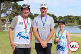 The 6km walk for males was won by Jamie Tanner (centre), with Carl Murphy (left) second and Harry Leach, third.