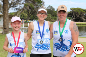 The women’s 6km walk was won by Shannon Hose (second). Second place went to Stella Fleisner (left) while Kriston Hallyburton (right) took third.