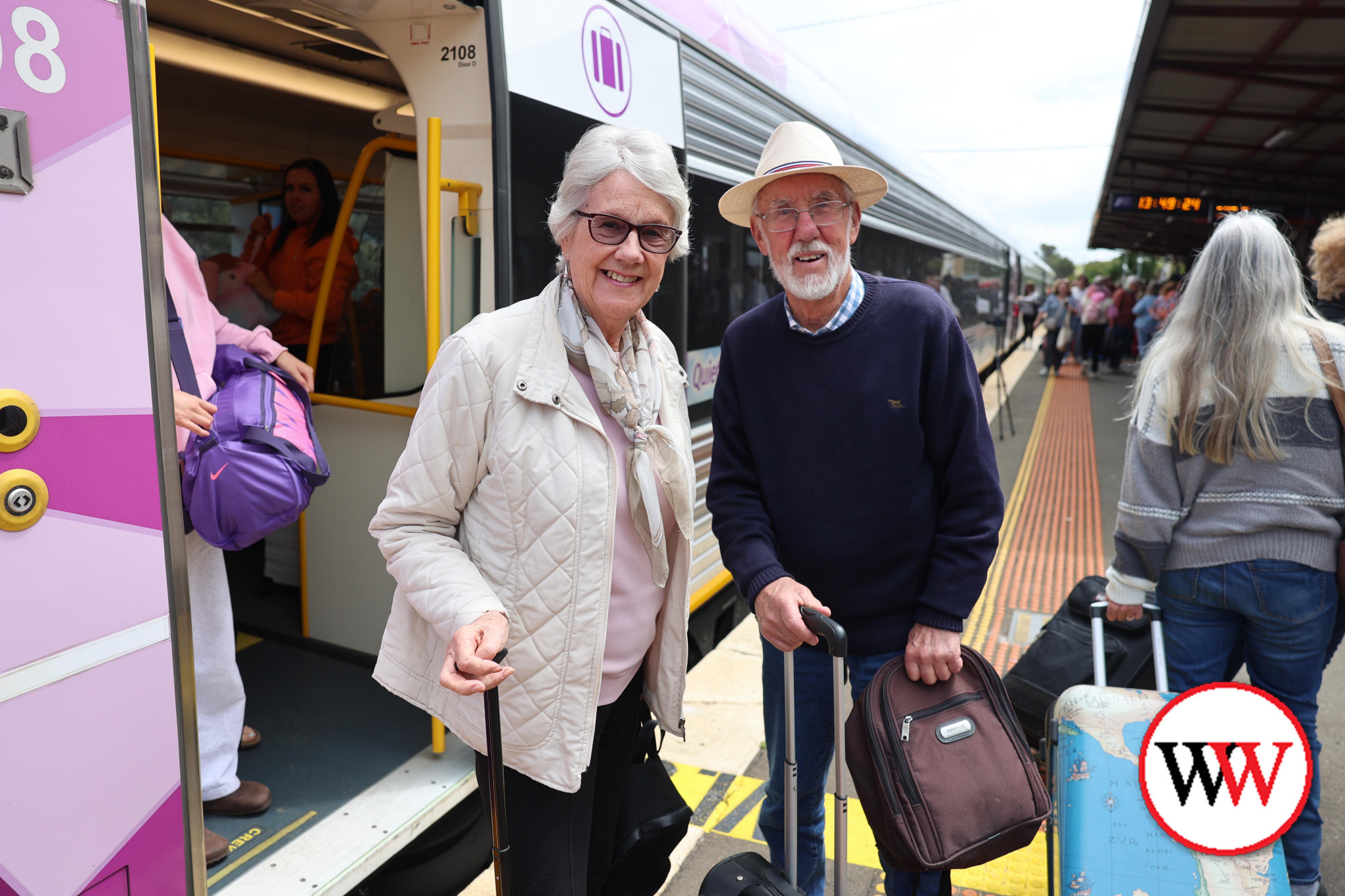 David and Jenny Bennett from Glen Iris enjoyed their train trip on Friday.