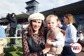 Warrnambool’s Louis Murrihy and her two year-old son Patrick trackside.